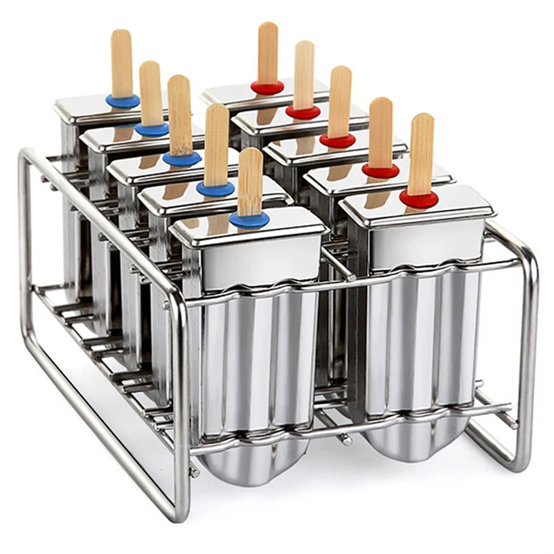 UPORS Popsicle Mold Stainless Steel Ice Cream Mold with Popsicle Holder Rack Ice Lolly Homemade Frozen Lolly Maker popsicle mold