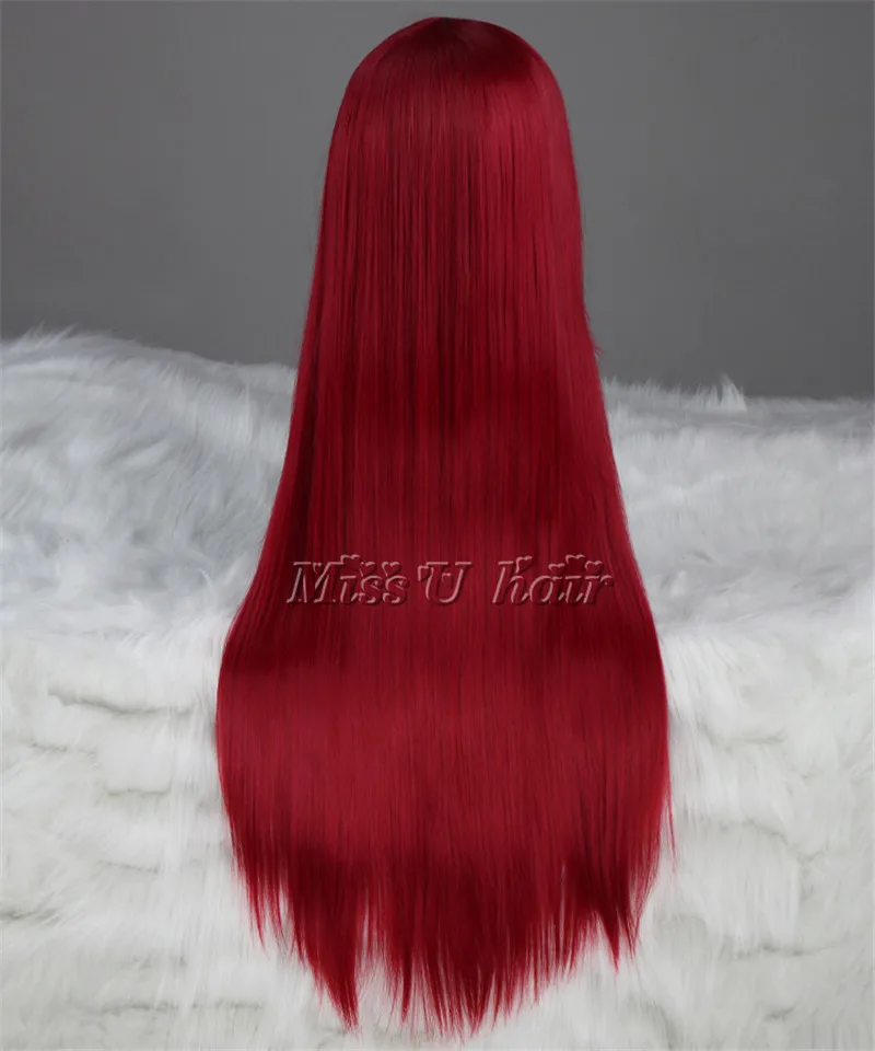 Женский длинный прямой парик Erza Scarlet из синтетических волос + с шапкой 80