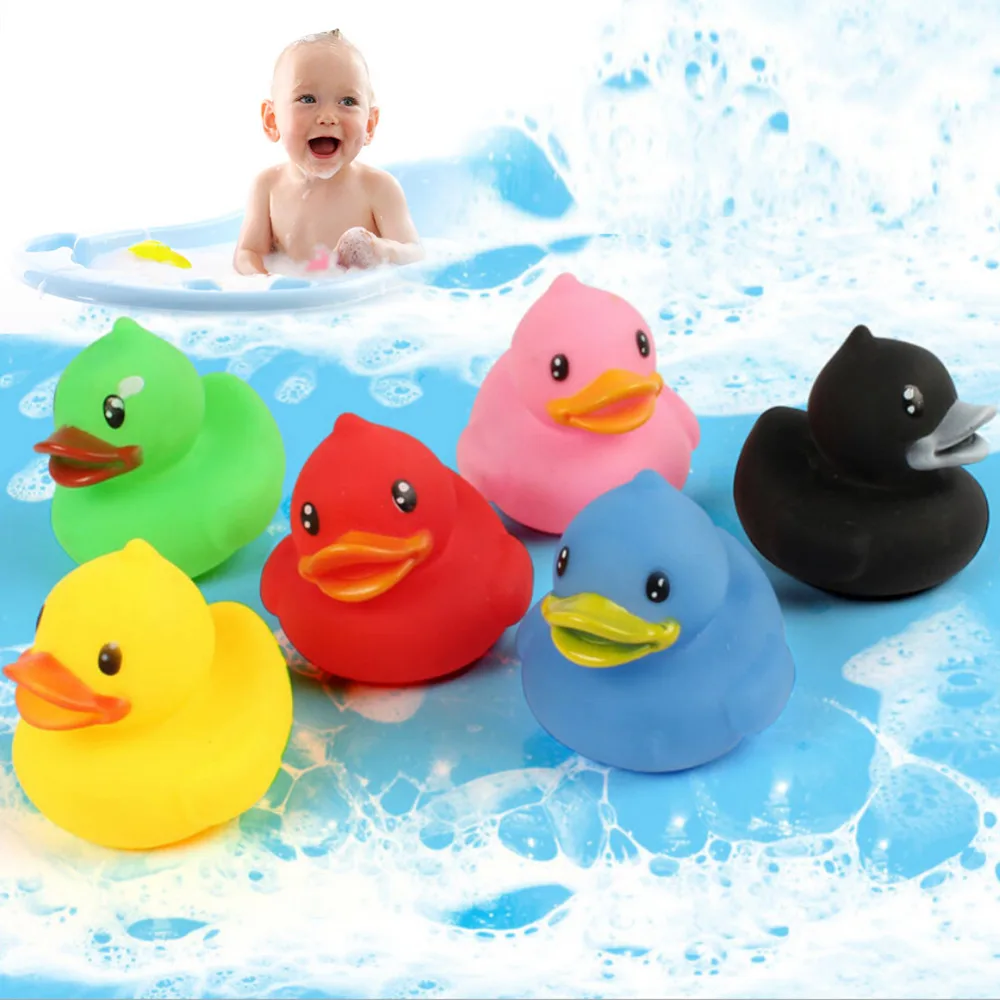 

6 pc/lot Duck Squeeze-sounding Dabbling Water Bath Toy Cartoon Children's Bathing Supplies Baby Bath Toys