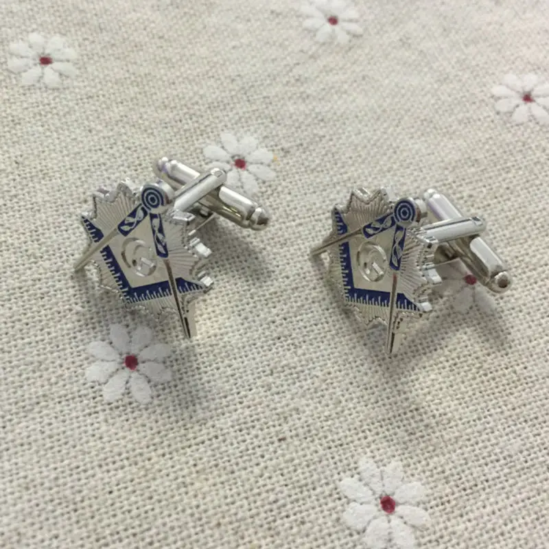 Elegant Masonic Black and White Checkered Rug Floor Cufflinks