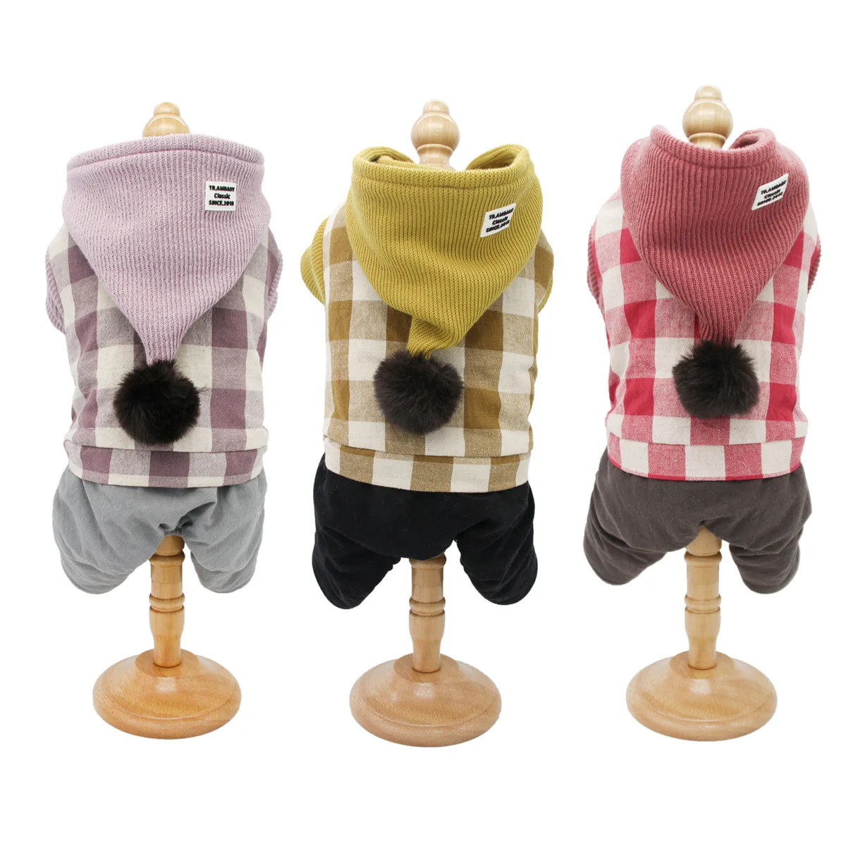 

Dog Clothes for Autumn and Winter Outwear Knitted Plaid Style Four-legged Clothes for Small Dog Warm Jumpsuits for Pet Mascotas