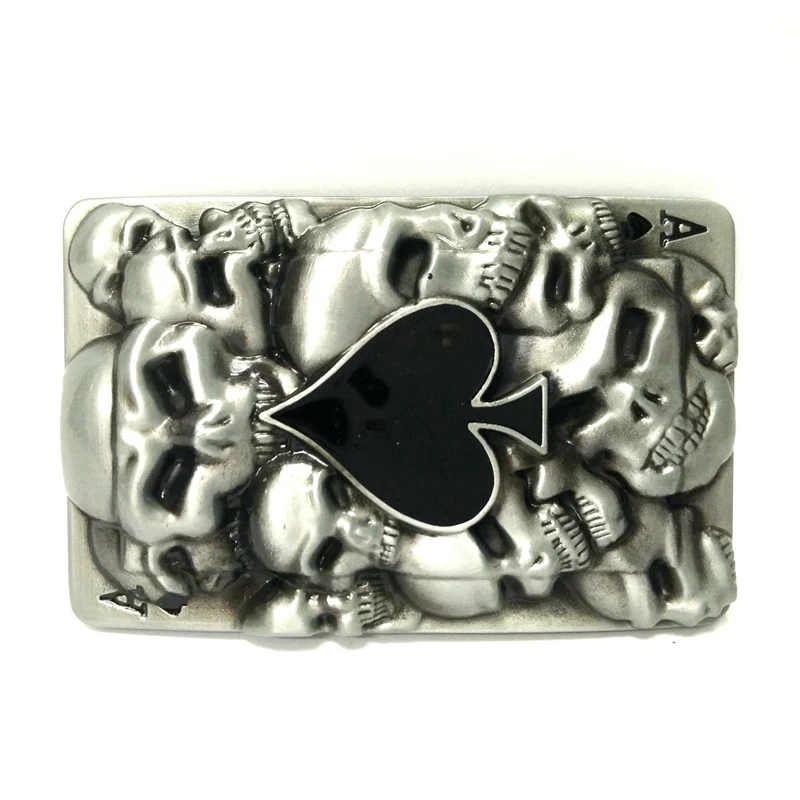 

Poker spades A Skull belt buckle metal Big buckle for mens belts accessories