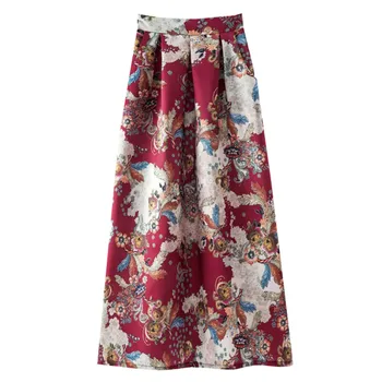 

skirts womens Spring And Summer Print Fashion Casual Skirt Retro Big Skirt