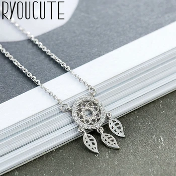 

Bohemia Punk Real Silver Color Leaf Necklaces For Women Gift Statement Crystal Necklace Wedding Jewelry Kolye Bijoux