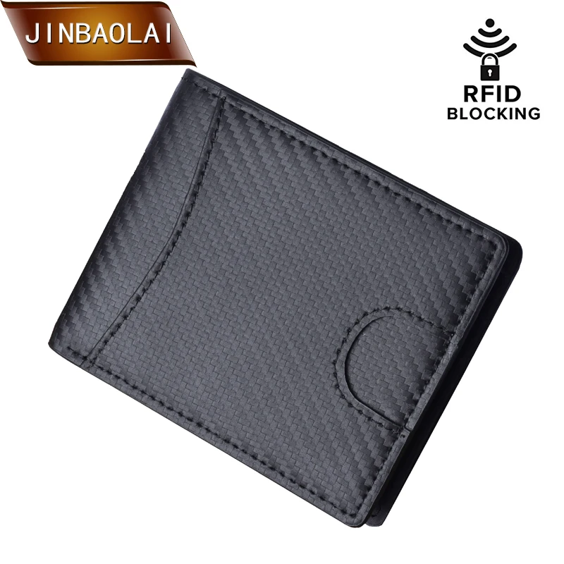 

JINBAOLAI Small RFID Wallet Genuine Leather Men Wallets With Card Holder Purses Casual Man Short Black Wallet portfel carteira