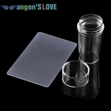 Projeto Novo e exclusivo Pure Limpar Jelly Silicone Nail Art Stamper Scraper com Tampa Transparente 2.8 centímetros Prego Stamping Carimbo Ferramenta(China)