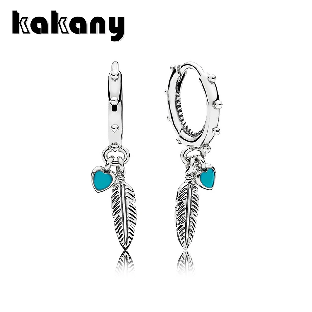 

KAKANY 100% 925 Sterling Silver Genuine Charm 297205EN168-1 SPIRITUAL FEATHERS HANGING EARRINGS Original Women