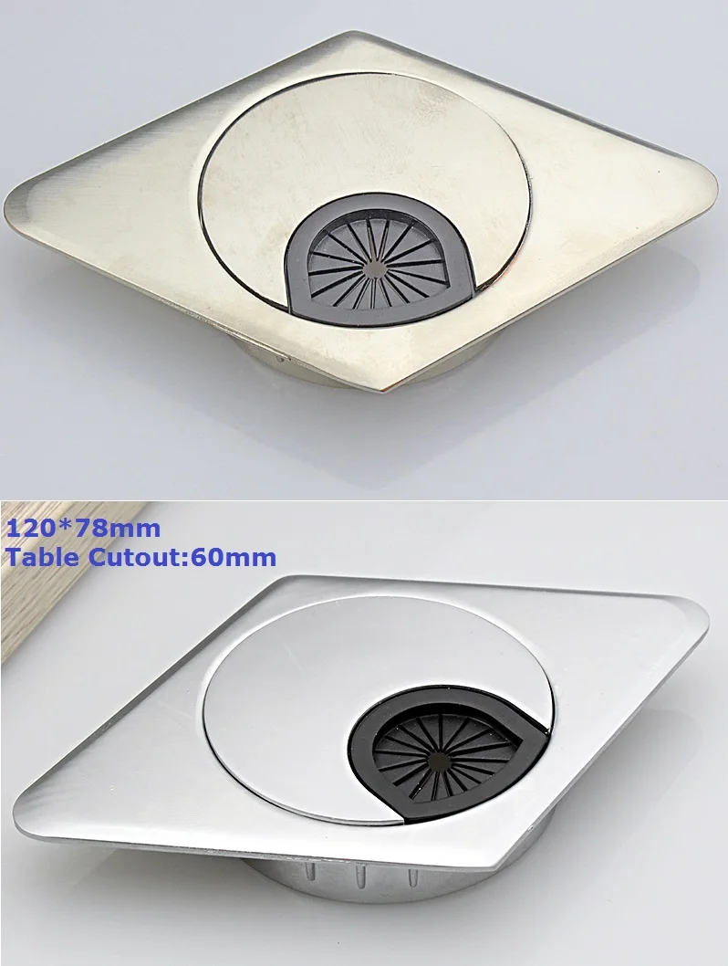 4 шт./лот алмаз 60 мм цинковый сплав ПК компьютерный стол втулка кабельный выход аккуратные провода отверстие крышка