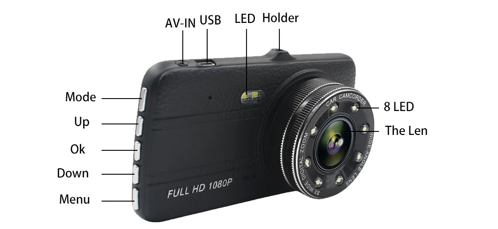 E-ACE 4.0 дюймов Автомобильный видеорегистратор Full HD 1080 P мини Камера автомобильная видео Регистраторы Авто регистратор зеркало заднего вида Ночное видение регистраторы FHD 8 светодиодов Зеркало Камера Автомобиля