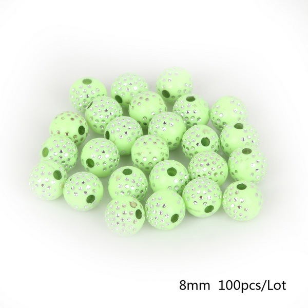 8mm Dots Print Shiny Crystal Acrylic Beads Round Loose Spacer Beads For Jewelry Making DIY Bracelet Necklace