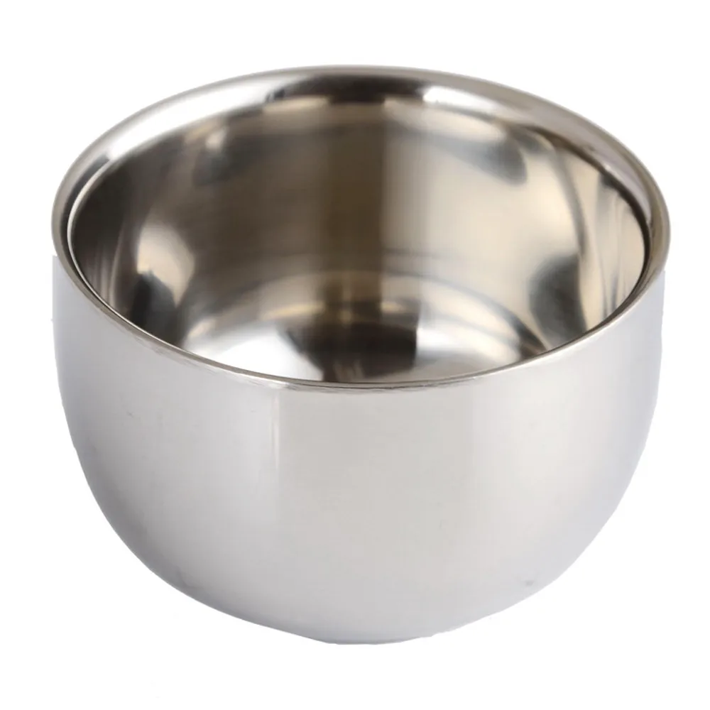 

stainless steel bowl soup fruit mixing bowl Men Durable Shave Soap Cup Double Layer Stainless Steel Insulation Smooth bowls #3$