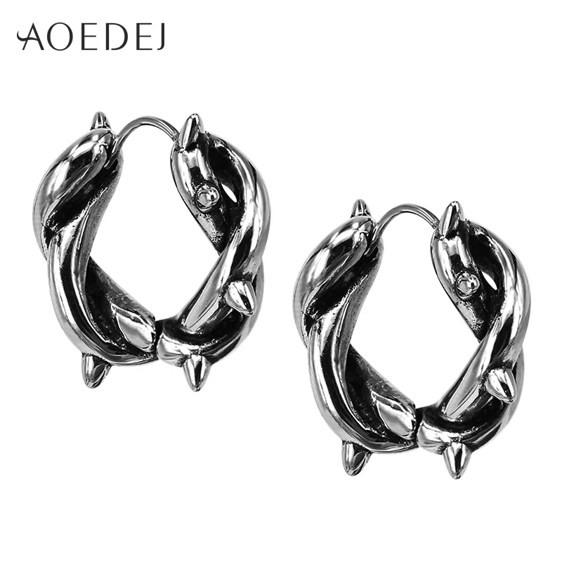 

AOEDEJ Mens Spike Earrings Men Stainless Steel Crystal Small Hoop Earrings For Men Punk Circle Earrings Biker Brinco Feminino