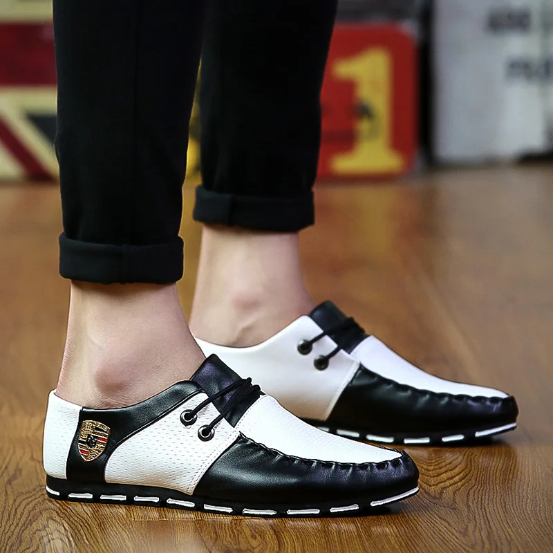 Летняя Корейская мужская повседневная обувь из PU искусственной кожи г. Новая высококачественная Классическая модная дышащая мужская повседневная обувь на плоской подошве для вождения 241