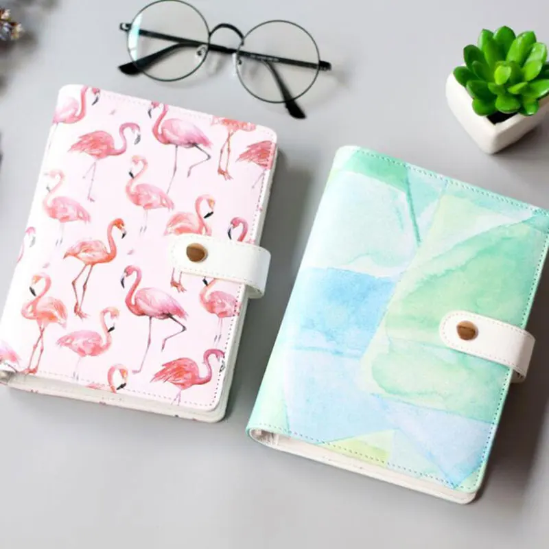 

JUGAL Cute Flamingo Watercolor Spiral Notebooks A6 Leather Planner Notepad Korea Stationery DIY Diary School Supplies Gift