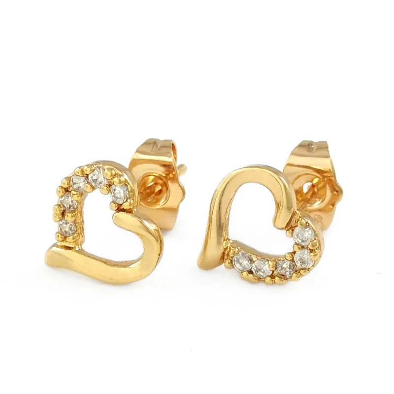

Heart Stud Earrings For Women Bijoux Brincos Bijouterie Jewelry 18K Gold Plated Earring CZ Crystal Earings Free Shipping E18-57