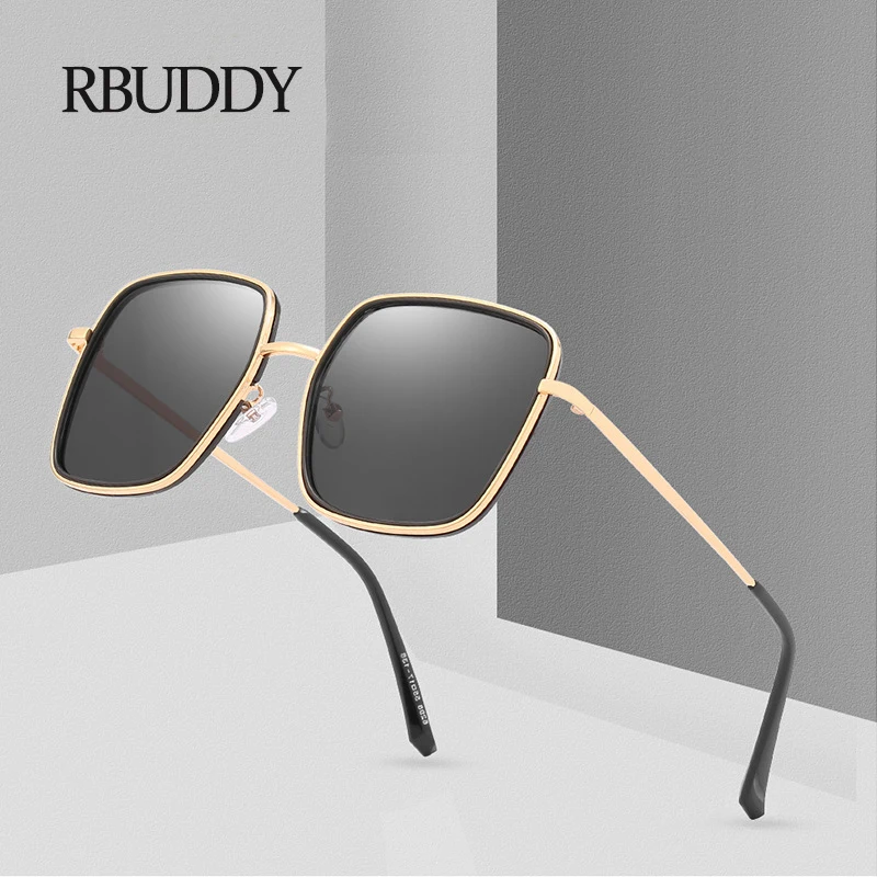 

RBUDDY Metal Trend Square Sunglasses Women Luxury Brand 2019 Fashion Model Street Shooting lady Sunglasses UV400 sol eil femme