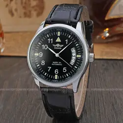 Победитель Лидер продаж Мода Для мужчин Автоматический Механический ручной взвод часы Для мужчин s Лидирующий бренд Повседневное кожаный
