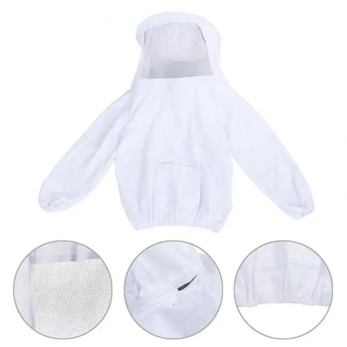 Beekeeping Jacket Pull Over Smock Protective Equipment Bee Keeping Suit Hat P7Ding