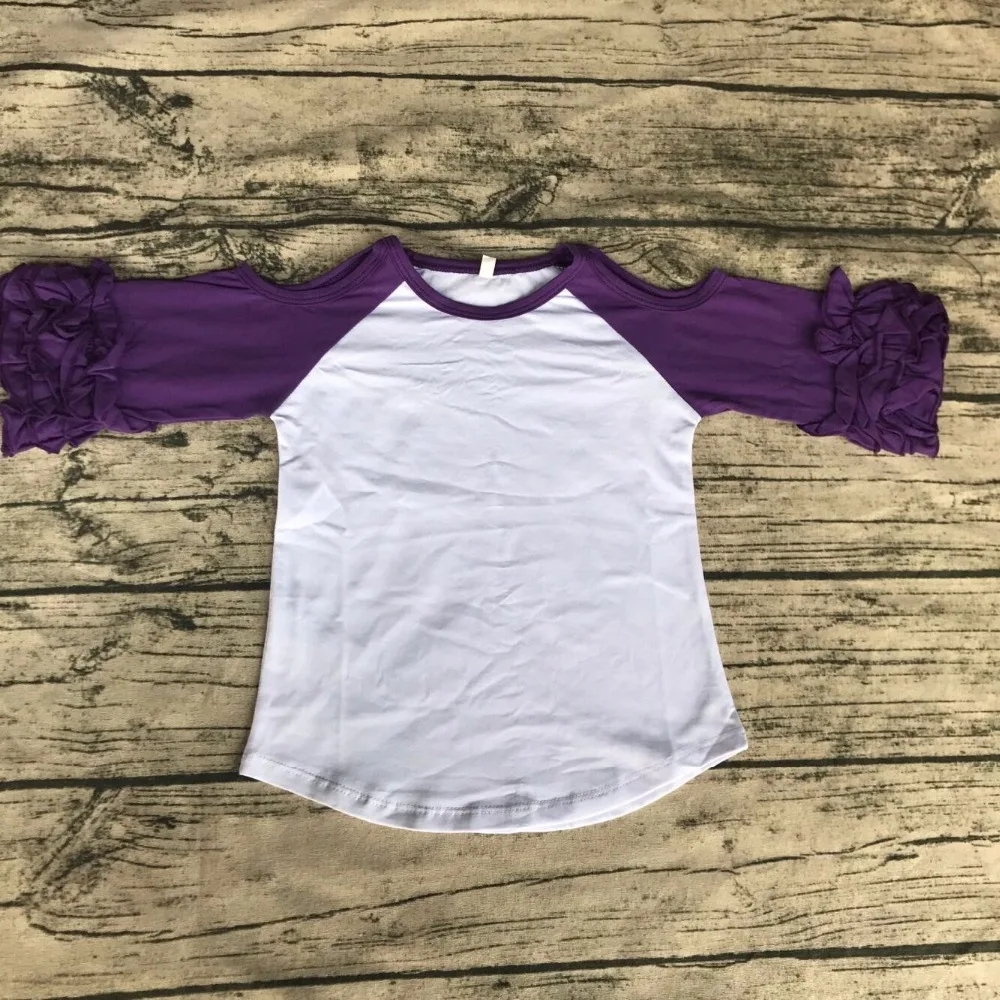 Cheap wholesale baby girls new designs shirt Solid purple Color off