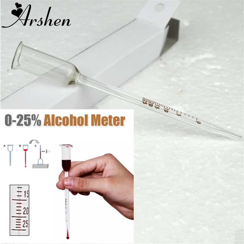 Arshen удобный от 0 до 25 градусов стеклянный винный шейкер спиртометр Vinometer пробка для бутылки концентрации измерительный бар набор
