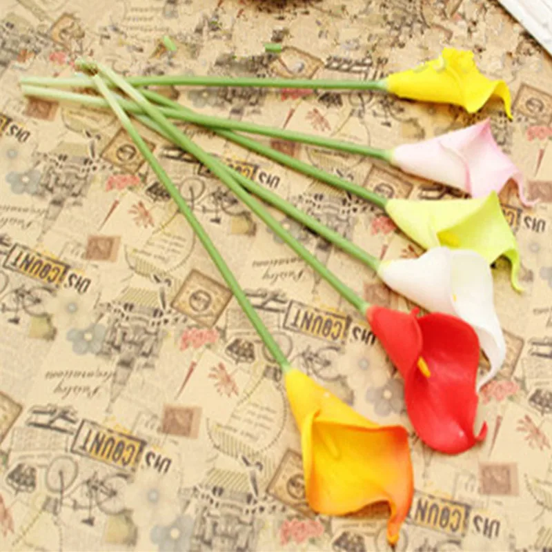 Flone Feel PU Artificial Calla Lily Flowers Simulation Single Branch Flowers For Wedding Home Party Living Room Balcony Decor Flone Feel PU Artificial Calla Lily Flowers Simulation Single Branch Flowers For Wedding Home Party Living Room Balcony Decor