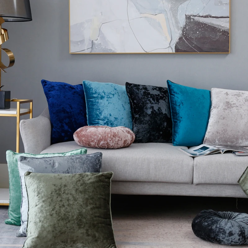 

Soft Pillow Covers Green Blue Ivory Black Grey Ice Plush Solid Cushion Cover Fringed Home Decorative 50x50cm for Sofa Bed Chair