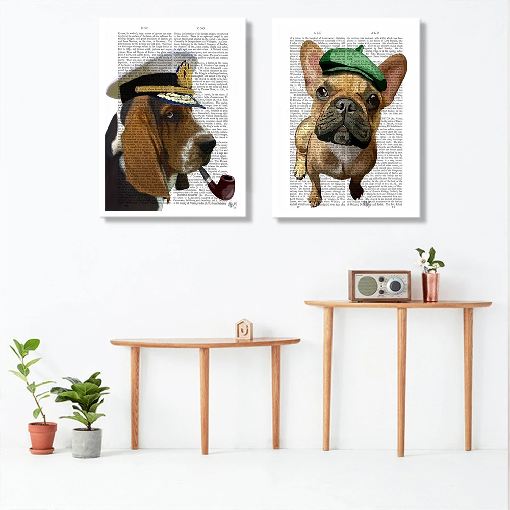 

Modern Minimalist Newspaper Dog Poster Nordic Animals Wall Art Print Canvas Painting Wall pictures for Living Room Home Decor