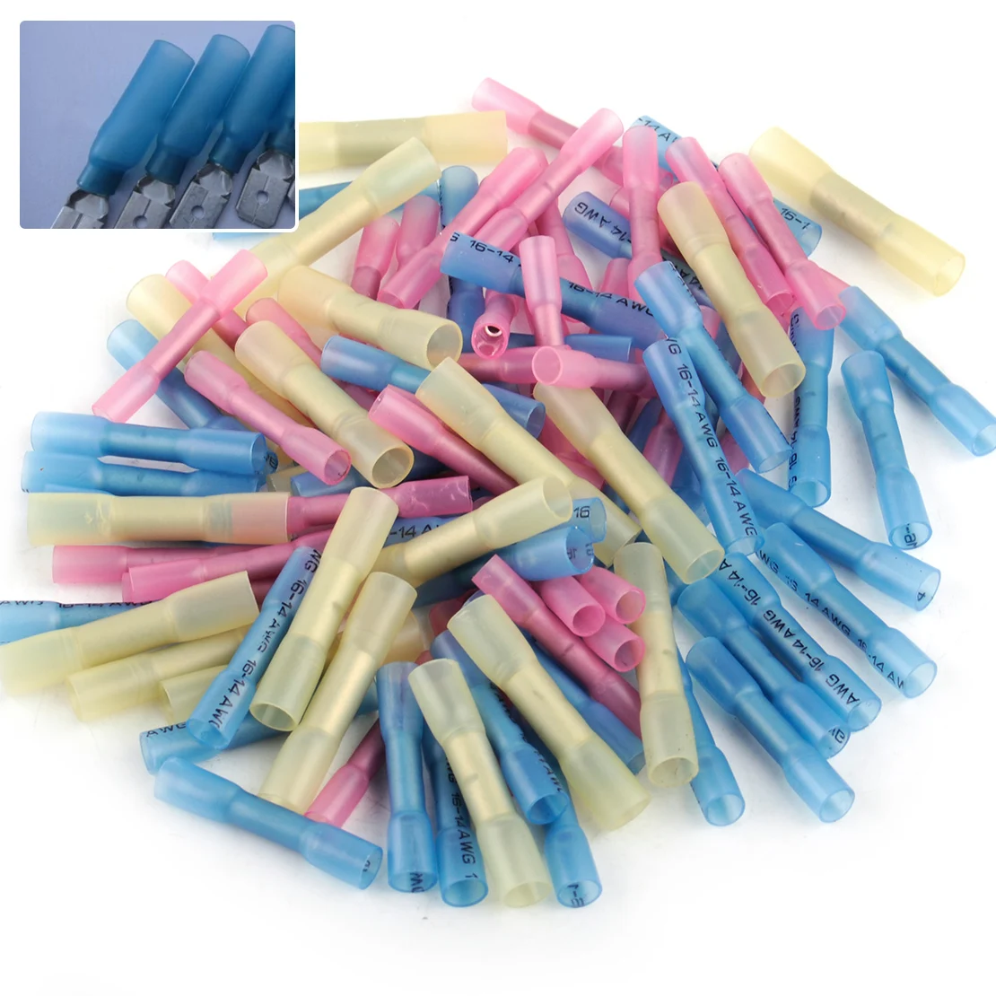 

DWCX New 100Pcs Plastic Red Copper Heat Shrink Butt Electrical Wire Crimp Terminals Insulated Cable Connectors Kit