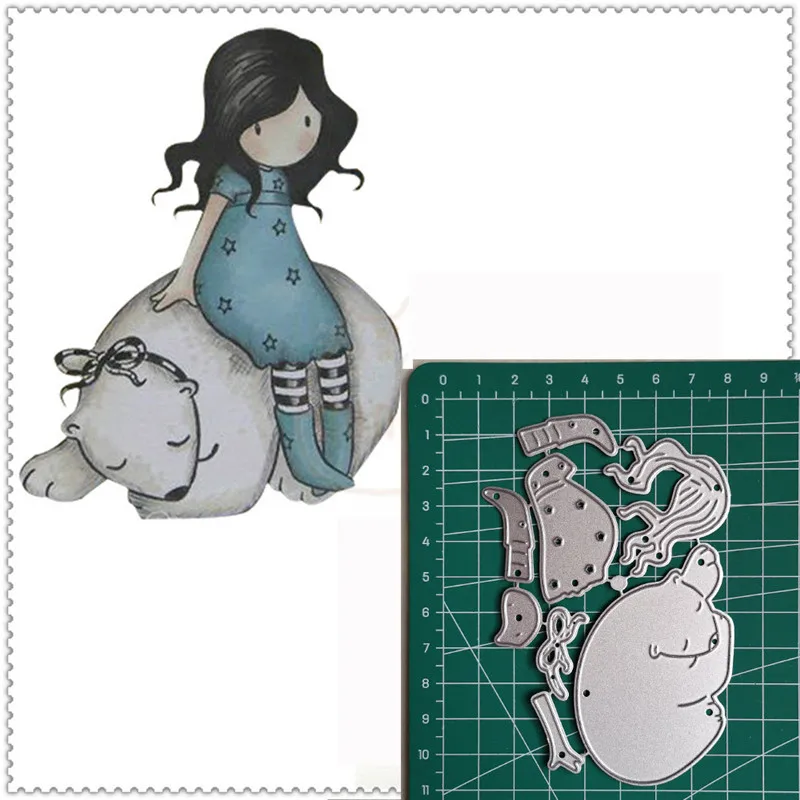

Little Doll Girl Bear Metal Cutting Dies 2019 Scrapbooking Craft Dies Cut lovely doll die Embossing Stencils Invitation