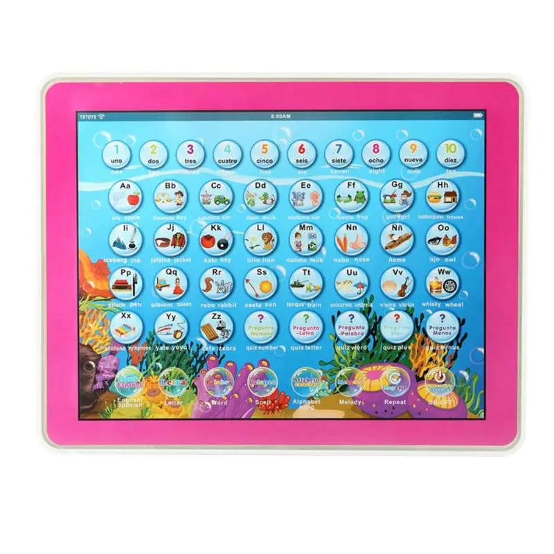 

2D English/Spanish Language Switchable Multi-function Toy Educational Learning Machine Children Kids Flat Developmental Toys