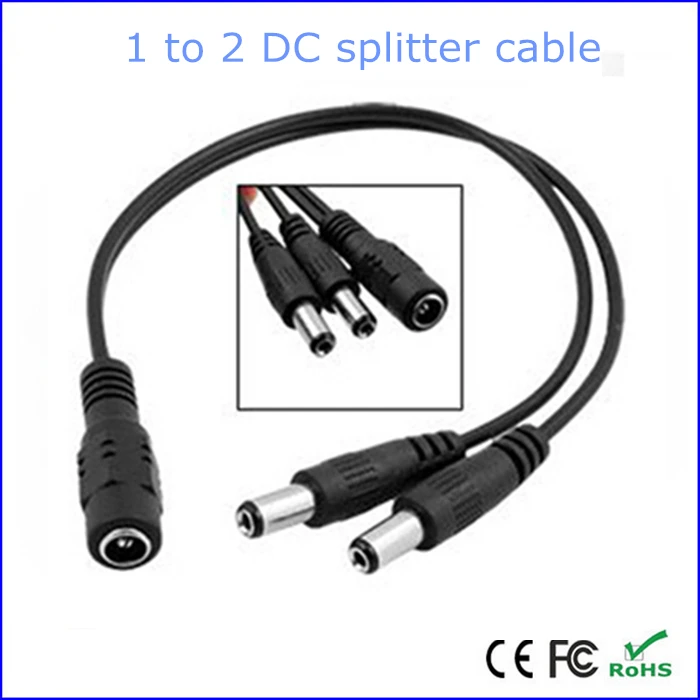 1 Женский до 2 Мужской 5,5*2,1 мм DC разветвитель питания кабель для камеры видеонаблюдения и светодиодные полосы света