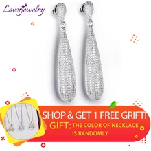 Loverjewelry 3.34ct натуральный бриллиант, свадебные ювелирные изделия, маленькие бриллиантовые серьги, Настоящее 14 к белое золото, вечерние серьги для молодых девушек, ювелирные изделия