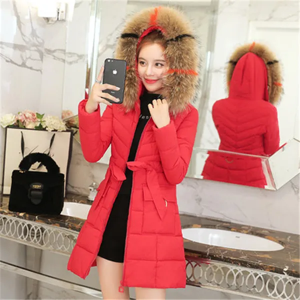 Новая женская зимняя куртка, пальто, модная верхняя одежда с капюшоном и воротником из искусственного меха размера плюс 3XL, теплый пуховик, хлопковая куртка, пальто для студентов - Цвет: red