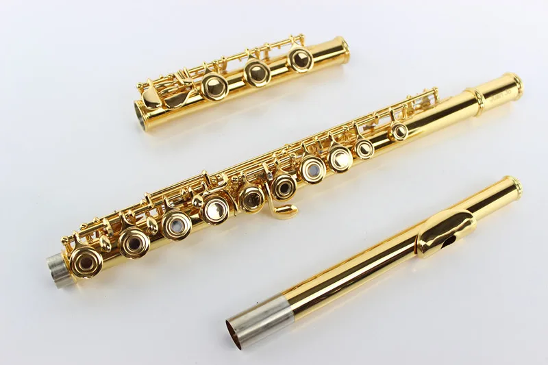 

High Quality 17 Hole Open C Tune E Key MARGEWATE Flute Professional Musical Instruments Cupronickel Gold Plated Flute With Case