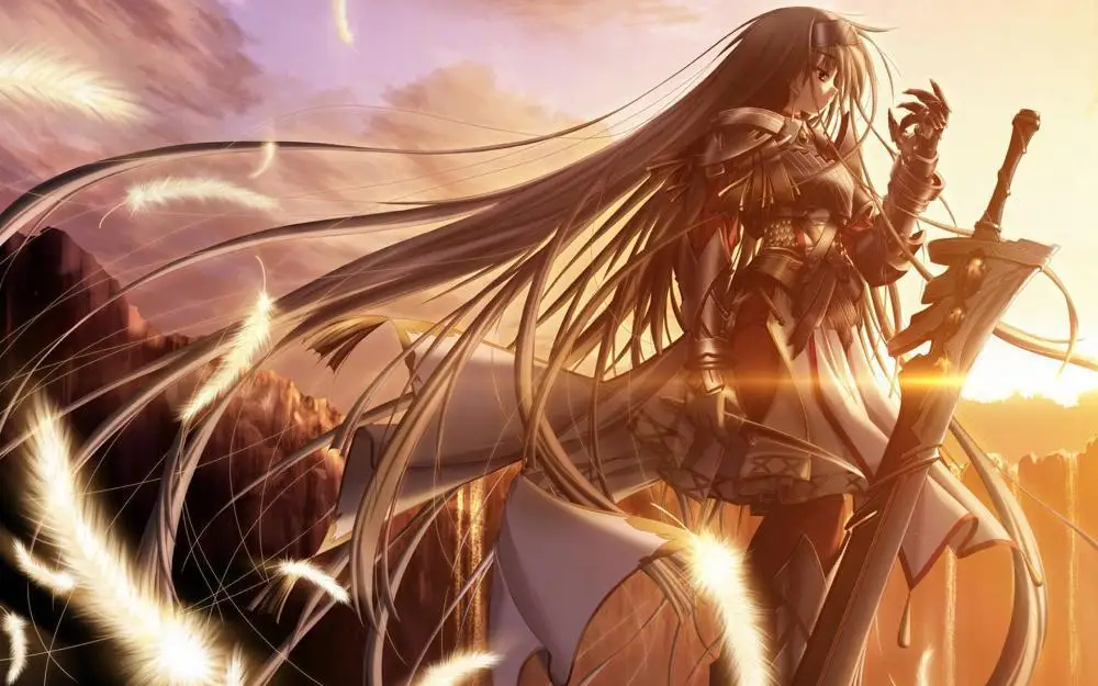 Golden Sun Anime Girl With Elegant Long Hair Animation Poster Hd Print Size 50x76 Cm Wall Sticker Home Decoration Anime Deer Girl Anime Girls Namesanime Kimono Girls Aliexpress