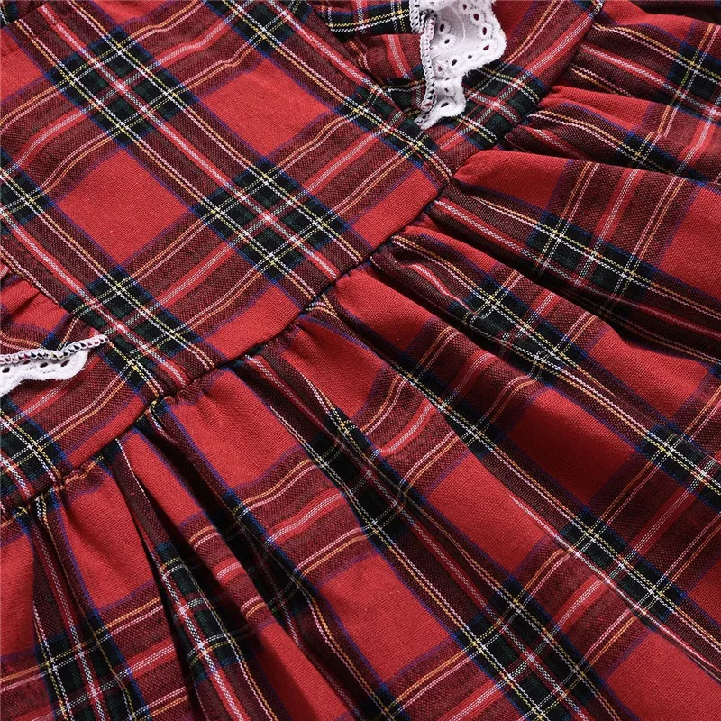 Красное клетчатое платье для малышей; комбинезон с длинными рукавами для маленьких девочек; Chrsitmas; платья для детей; одежда для свадебной вечеринки на день рождения; Испанский Стиль