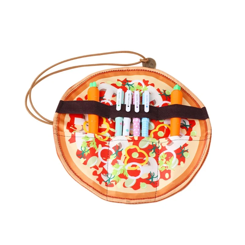 

Simulation Pancake Pizza Shape Storage Bag Pencil Cases Multi-functional Stationery Pen Bags Storage Pencil Box School Supplies