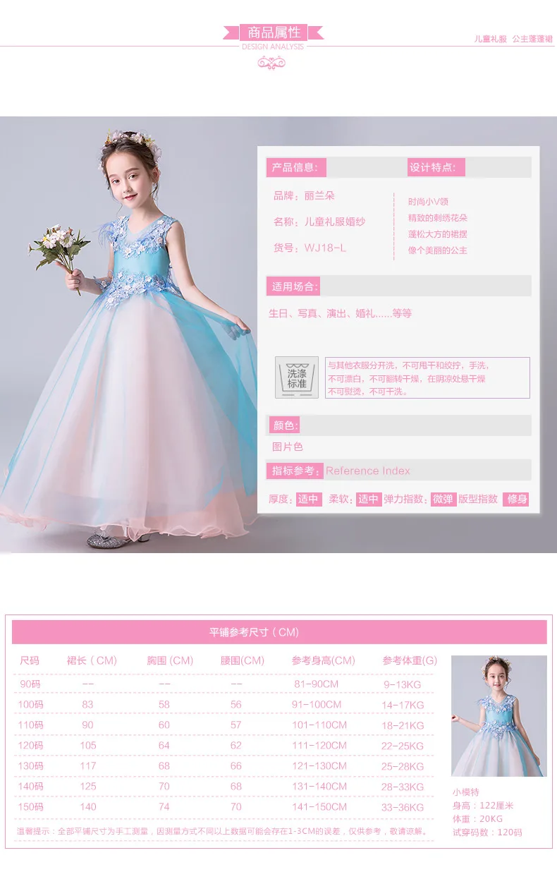 Нарядное длинное платье принцессы с цветочным узором для девочек; праздничное платье; детская официальная одежда; Детские платья для