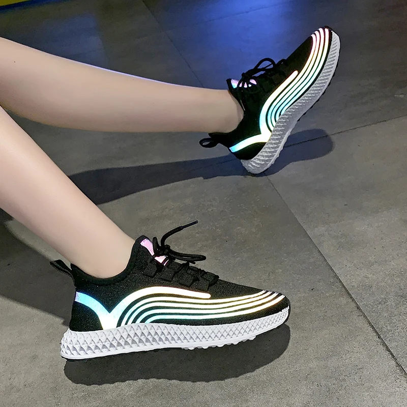 

Moipheng Fashion Luminous Sneakers Shoes Woman Light Breathable Mesh Shoes Woman Casual Shoes 2019 New Autumn Zapatos De Mujer