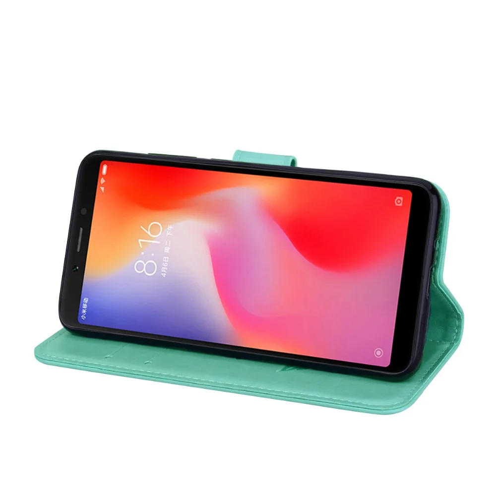 Горячая продажа 3D розовый цветок кожаный чехол для Redmi 6 Кошелек Чехлы с опорой