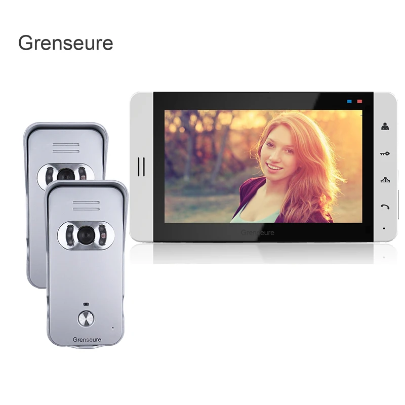 

FREE SHIPPING New 7" Color Touch Screen Video DoorPhone Intercom Kit With 2 Doorbell Intercom Camera + 1 White Monitor IN STOCK