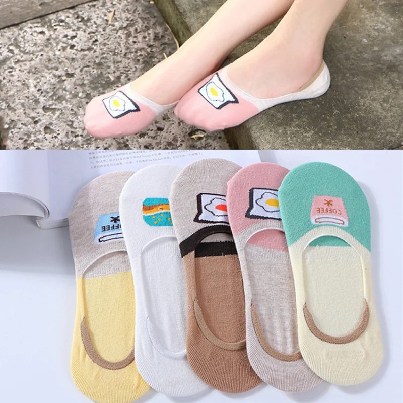 

Fashion 1Pair cotton Cartoon women's socks ankle low female invisible color girl hosier
