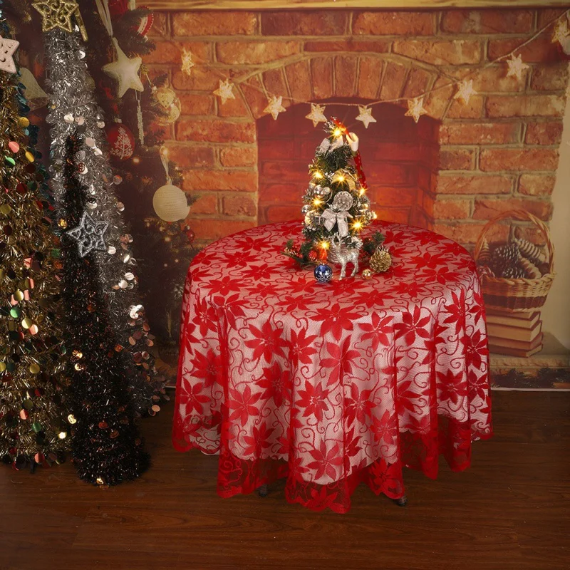 Рождественские праздничные красные скатерти кружевные вечерние свадебные настольные украшение для дома с изображением флага