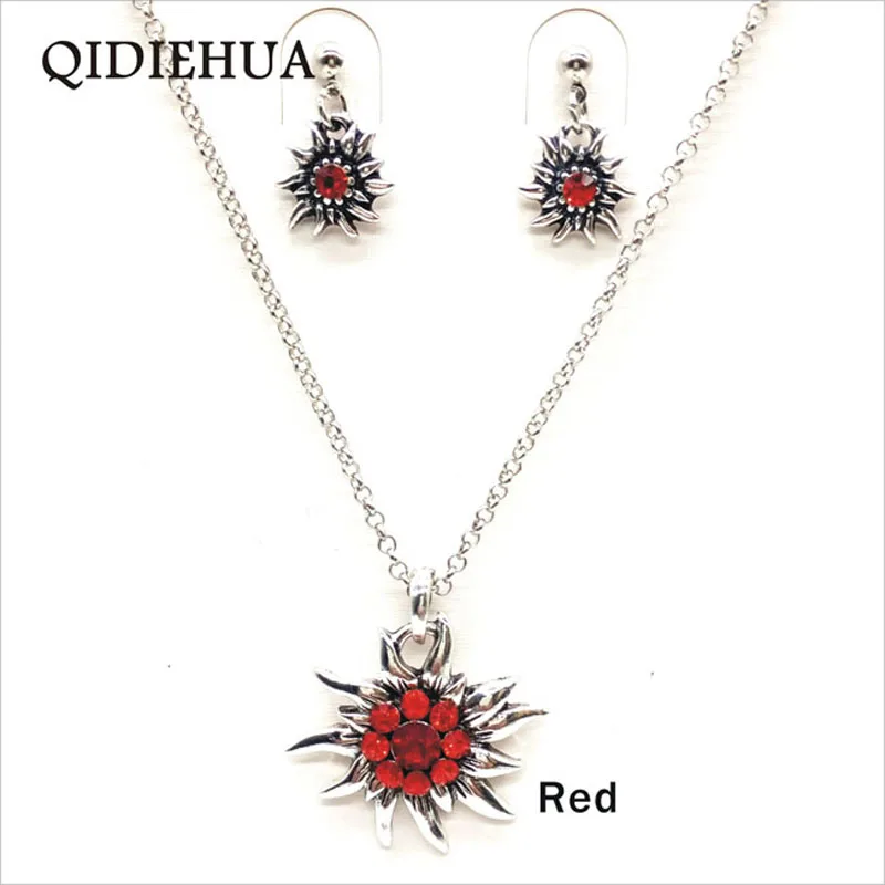 Модный Элегантный комплект ожерелья и серег QIDIEHUA Edelweiss Винтажные Ювелирные
