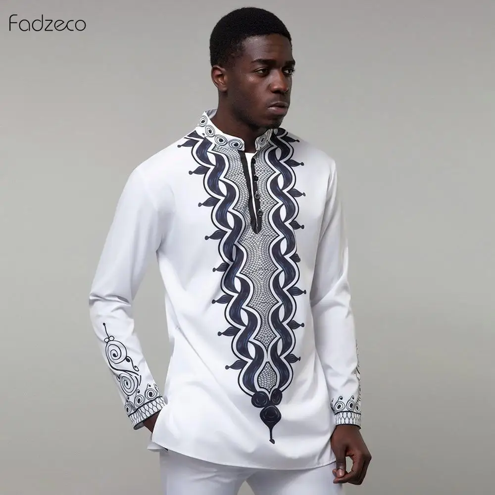 Fadzeco африканские топы для мужчин одежда длинная рубашка Дашики Тотем стильная с