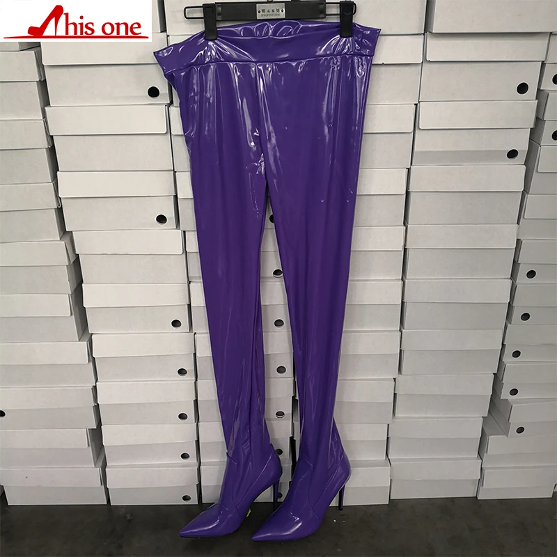 

2019 New Fashion Pants Thigh high Boots Women Pointed Sexy Stilettos Elastic Sock Waist Bootcuts High Heel Shoes Woman size35-47