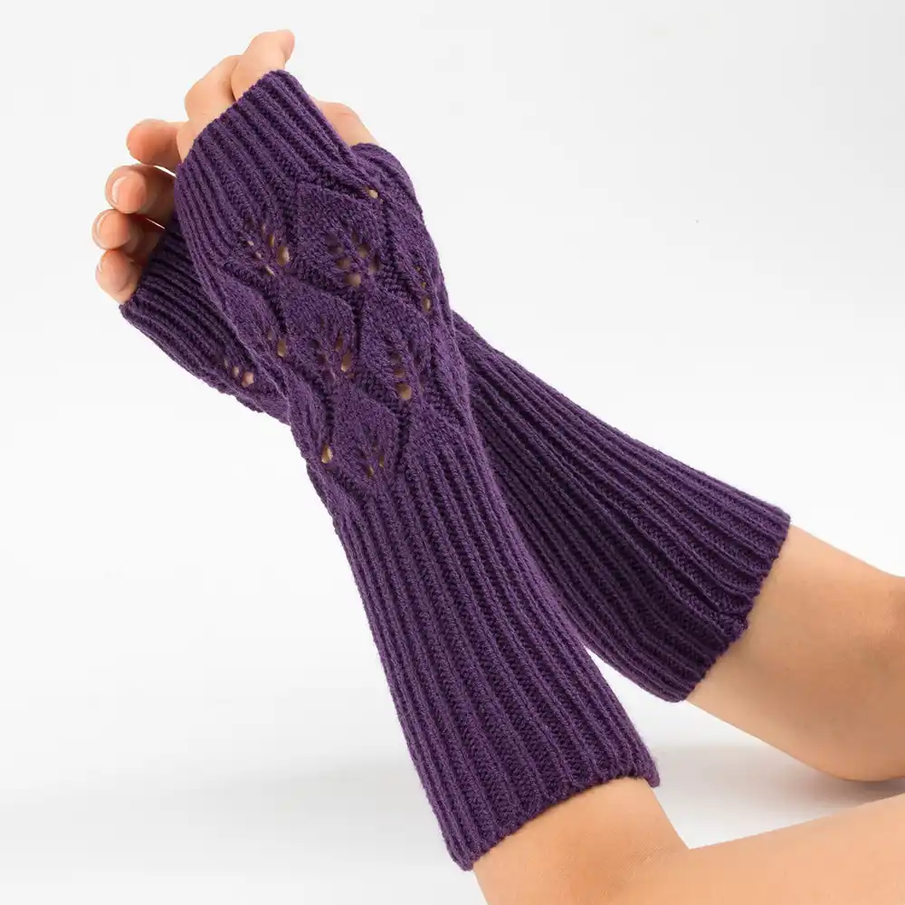 Mujer Invierno Calentadores De Brazo Guantes Largos sin Dedos Mitones Cálido De Cachemira 50 Cm