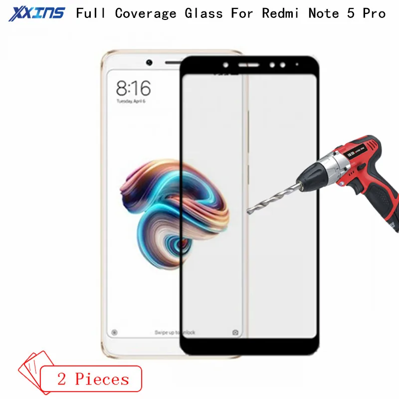 

2Pcs/lot Tempered GLASS For Xiaomi Redmi Note 5 Pro 9H Full cover Screen Protector For Mobile phone Note 5 Pro Global version