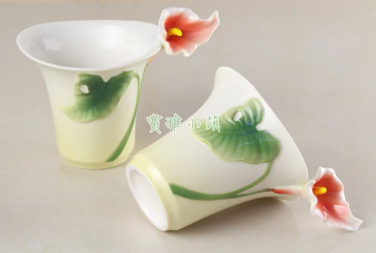 Керамическая кофейная чашка Calla Flower из костяного фарфора фарфоровые цветные
