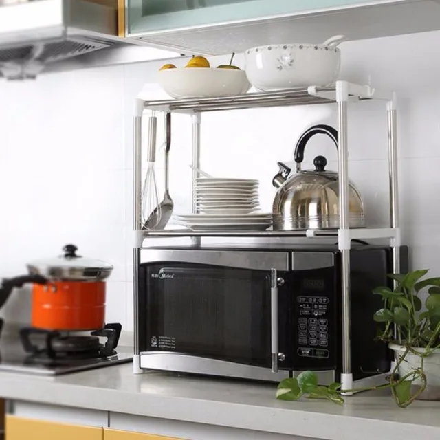 Aliexpress Adjule Stainless Steel Microwave Oven Adjule Stainless Steel Microwave Oven Shelf Detachable Rack Kitchen Tableware Shelves Home Storage Cocina Holder